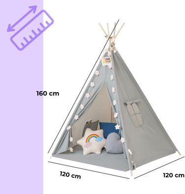 Дитяче намет Kinder Tipi Julia сірий/блакитний 120x120x160 см