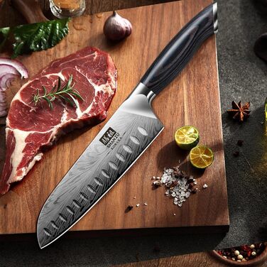 Японський ніж SHAN ZU Santoku 18 см з порошкової сталі - професійний ніж для кухні з ергономічною ручкою