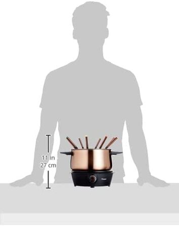 Електричний Фондю набір Bestron для 8 осіб з 8 виделок, термостат, сплітцшзахист, колір: мідний