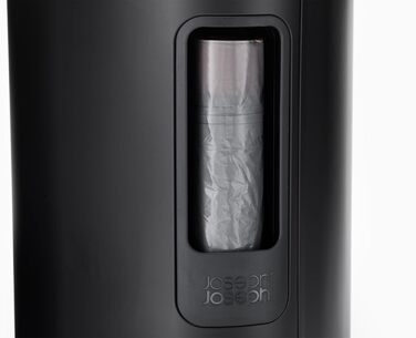 Сміттєве відро Joseph Joseph EasyStore Luxe 5л з нержавіючої сталі, з автоматичним закриттям кришки, знімним внутрішнім відром, для ванної, спальні, офісу (Чорний)