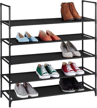 Система розеток для взуття, 5 рівнів, на 20 пар взуття, тканинна підставка для взуття, HxXxT 90,5 x 87,5 x 30 см, (чорний)