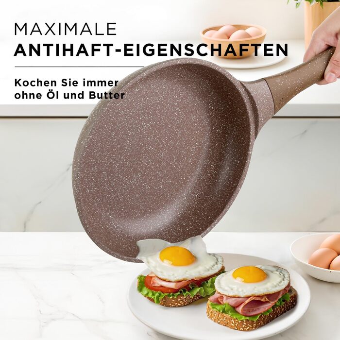 Набір каструль та сковорідок KASANOVA з антипригарним покриттям, індукційне дно, 4-шарове покриття, сучасний дизайн