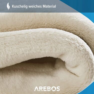 Електрична ковдра Arebos Plush 160x120 см Автоматичне вимкнення, можна прати в пральній машині, таймер, 9 рівнів, бежевий