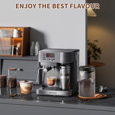 Герметичний контейнер для кави на 1,2 л зі скла, вакуумний, з чорною кришкою та золотою кнопкою. Підходить для кави, чаю, горіхів.