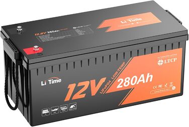 Акумулятор LiTime 12V 100Ah LiFePO4 RV під сидінням Bluetooth і Smart BMS, захист від низьких температур, максимум 15000 циклів, 100 А BMS, 20,48 кВт-год, заміна свинцево-кислотного обладнання, ідеально підходить для фургонів (12V280Ah НИЗЬКА ТЕМПЕРАТУРА)