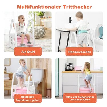 Триттхокер COSTWAY Kinder: 2-ступенева підставка для дітей, рожевий колір