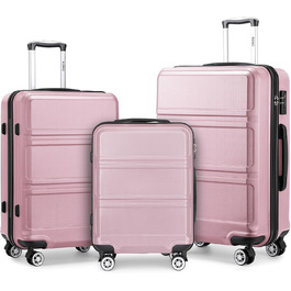 KONO Набір валіз 3 в 1: велика, середня, маленька. ABS, рожевий, з TSA замком та колесами