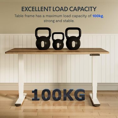 Електричний регульований стіл FLEXISPOT 120x80 см з подвійним мотором – ергономічний стоячий стіл для дому та офісу, 100 кг, тиха робота (<50 дБ)