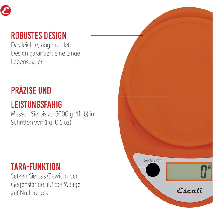Кухонні ваги Escali P115TG Primo Digital - Кухонні ваги - Кухонні ваги - Випічка - Контроль порцій - Хобі - Трав'яні ваги Побутові ваги - 5 кг - Естрагон зелений - 22 х 15 х 4 см (Гарбуз помаранчевий)