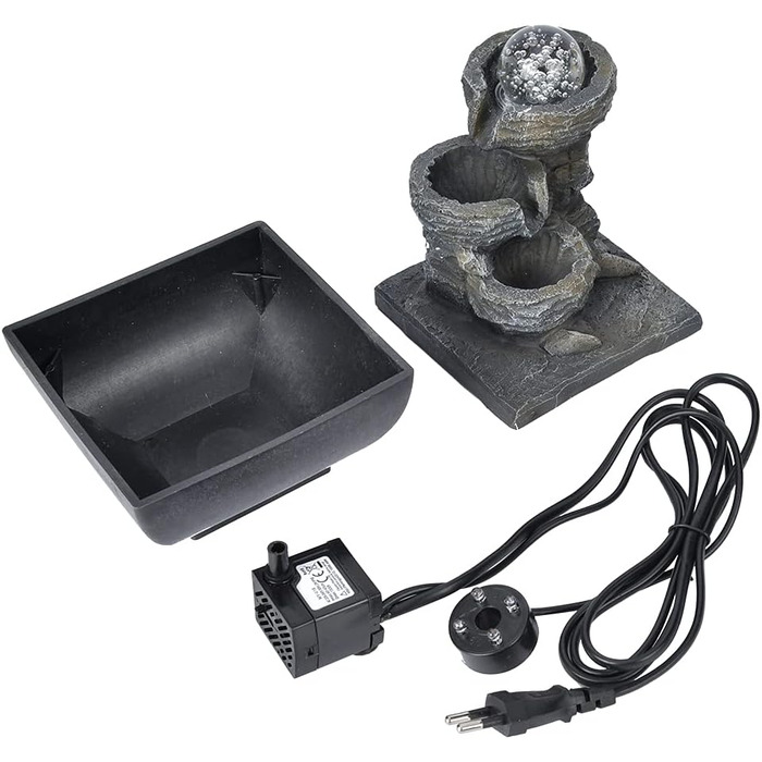 Кімнатний фонтан Ejoyous з підсвічуванням: фонтан для дому, водяний фонтан, декор для вітальні, зволожувач повітря, для медитації та релаксації, EU-штекер 220V