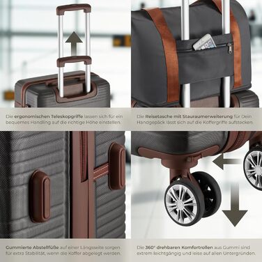 Набір валіз Tectake 13 шт. з валізою, сумкою та ролерами: 3 великі валізи, TSA-замок, сірий