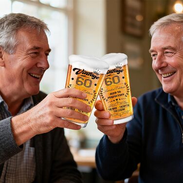 Персоналізований пивний келих з гравіюванням для чоловіка на 60 років, 1966 рік народження, в дерев'яній подарунковій коробці 470 мл + відкривачка для пляшок. Ідея подарунка на День народження, День Святого Валентина.