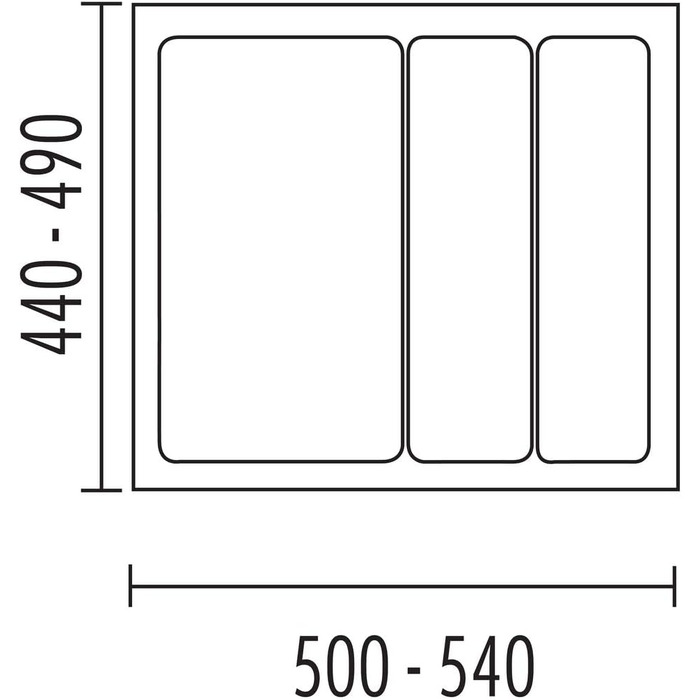 Універсальна вставка Naber, вставка для столових приборів W 500/540 D 440/480 (макс. 50 символів)