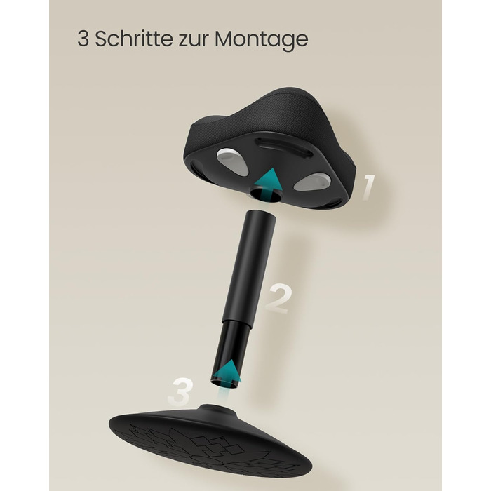 SONGMICS Стілець-табурет для стоячи, регульований по висоті, 48-65.5 см, чорний, OSC018BH01. Активний стул для офісу та дому.