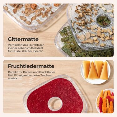 Сушарка для продуктів YASHE 8-ярусна, з регулюванням часу та температури до 72 год, з сітчастими вставками, роликом для фруктів та щипцями з нержавіючої сталі для м'яса, фруктів, овочів, трав, без BPA