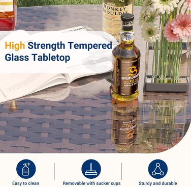 Набір меблів для саду UDPATIO Lounge: стіл та 2 стільці з поліротангу для балкона/тераси (колір: коричневий, 3-х частинний)