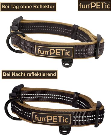 Нашийник для собак funPETic-різних розмірів, з м'якою підкладкою, світловідбиваючий, для великих і маленьких собак (L)