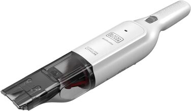 Акумуляторний ручний пилосос BlackDecker Dustbuster Slim HLVC315J11 (12 В, 1,5 Агод, без мішка та бездротовий, з вбудованою насадкою для всмоктування розміру XXL, включаючи зарядний кабель, щілинну насадку та щітку для м'яких меблів), білий