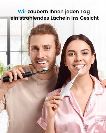 Електрична зубна щітка для дорослих та дітей - звукова, 8 насадок (3 типи), 90 днів роботи, 5 режимів, 50000 VPM, кейс для подорожей, таймер (Чорний + Білий)