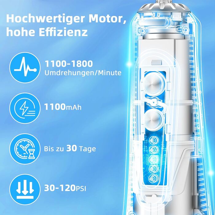 Електрична ірigator для порожнини рота Munddusche з 5 режимами, 300 мл, 6 насадок, рожевий