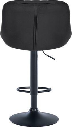 Набір з 2 барних стільців Lazio з велюровим покриттям, обертаються, з підставкою для ніг, регульована висота, чорний колір, металевий каркас