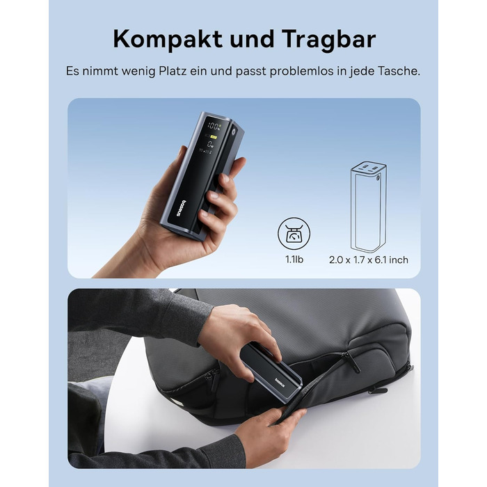 Powerbank Baseus EnerGeek 145W 20800mAh з 2x USB-C PD 3.0 (100W) для ноутбуків, MacBook, iPhone, Samsung, SteamDeck, Digital Display