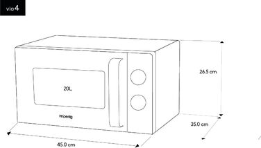 Мікрохвильова піч H.Koenig 20л VIO4 - потужна - 700 Вт - поворотний стіл 24,5 см - багатофункціональна - 5 режимів нагріву та функція розморожування - таймер до 3 хв - швидко та надійно, сріблястий