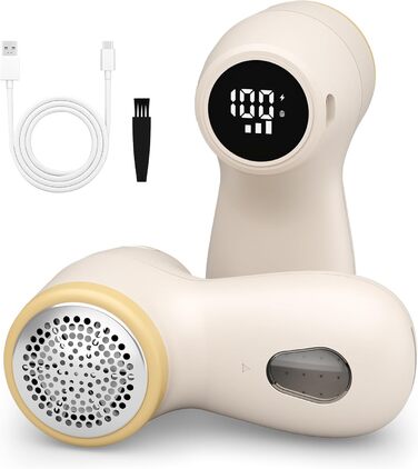 Електричний видальник для одягу та меблів, видалення ворсу, 6-лезове, перезаряджуваний, з цифровим дисплеєм, білий