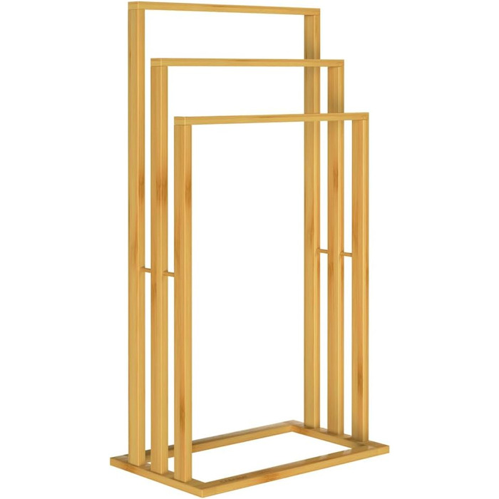Підставка для рушників CASARIA® бамбукова, дерев'яна, на 3 стійки, 82 x 40 x 24 см, з полицею, для ванної кімнати, без свердління, сходинкова