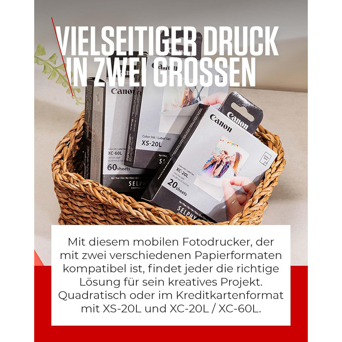 Canon Selphy QX20 – Портативний принтер для фото з Wi-Fi, термосублімаційний друк, USB-C зарядка, білий (без чорнил/паперу)