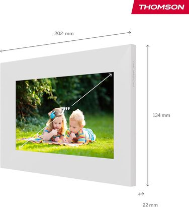 Рамка для фото Thomson Fotorahmen – 7 дюймів, IPS Full HD, сенсорний екран, 32 GB, автоматичне обертання, Wi-Fi, iOS, Android, білий