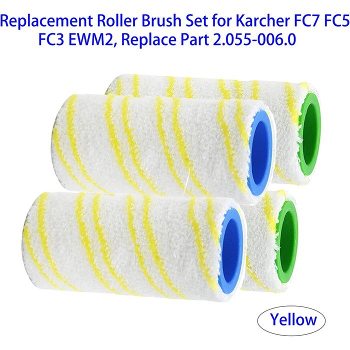 Аксесуари для роликових щіток з мікрофібри набір роликів для Krcher FC7 FC5 FC3 EWM2 запасні частини 2.055 - 006.0 (жовтий) 4 серії 2.055-006.0 (жовтий), 4 шт.