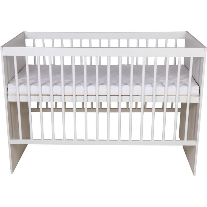 Дитяче ліжко KMbaby TANY White 120x60 см - Регульоване по висоті ліжечко з соснового дерева (без матраца)