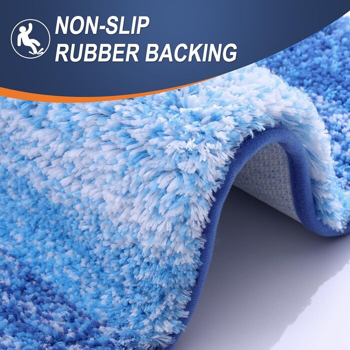 Набір килимків для ванної кімнати OLANLY, 2 шт., м'який, швидковисихаючий, мікрофібра, нековзний, можна прати в пральній машині, сушильний шкаф, плюшеві килимки для ванної кімнати (119,4 x 50,8 см + 61 x 40,6 см, світло-королівський блакитний)