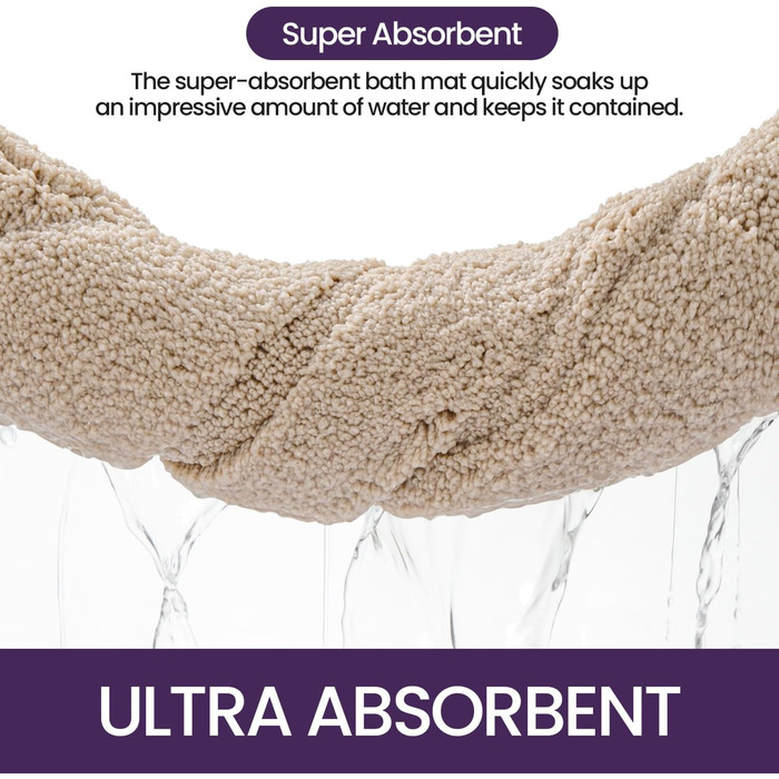 Килимок для ванної кімнати DEXI: антиковзкий, миючий, з мікрофібри, білий