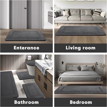 Килимок для ванної кімнати Chakme, антиковзкий, 60x90 см, темно-сірий