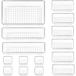 Органайзер для ящиків 15 шт. , 4 розміри, прозорий пластик, для макіяжу, кухні, офісу, шафи