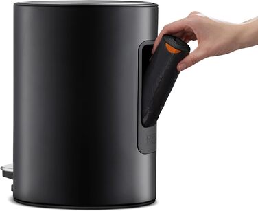 Сміттєве відро Joseph Joseph EasyStore Luxe 5л з нержавіючої сталі, з автоматичним закриттям кришки, знімним внутрішнім відром, для ванної, спальні, офісу (Чорний)