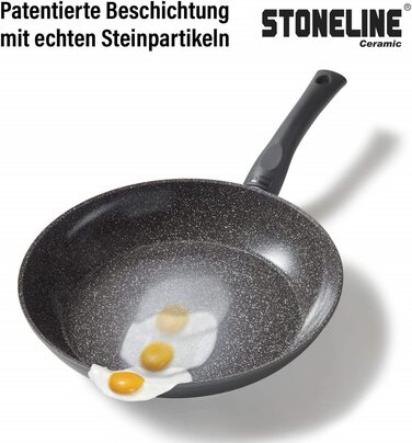 Набір керамічних сковорідок Stoneline з 3 предметів, сковорода 20/24/28 см, керамічна сковорода з антипригарним покриттям, що містить частинки справжнього каменю, я