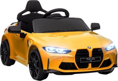 Дитячий електромобіль 12V з пультом, амортизацією, плавний старт, MP3, USB, LED, сигнал, швидкість 3-5 км/год, для дітей 3-5 років, білий (жовтий)