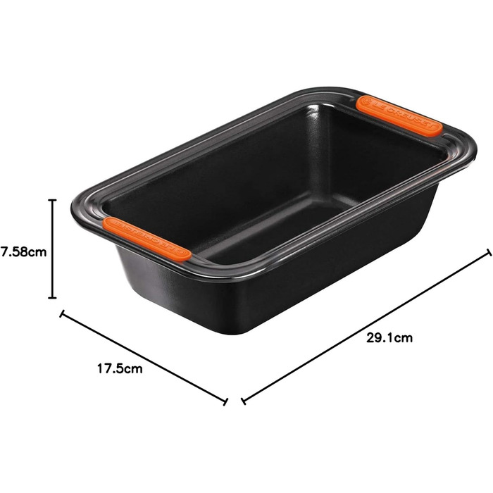 Форма для випічки Le Creuset, прямокутна, 23,5 x 13,5 см, з антипригарним покриттям, для закваски, з вуглецевої сталі, антрацит/помаранчевий