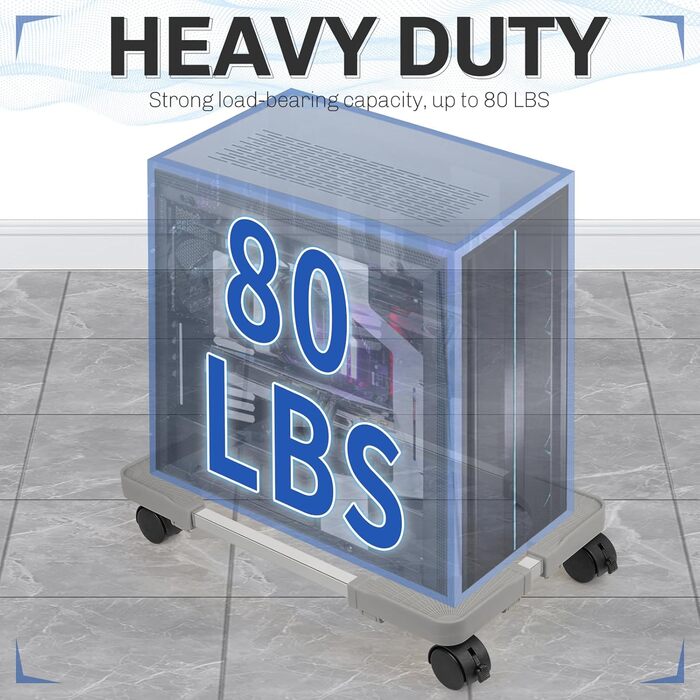 Підставка для комп'ютера Liitrton Mobiler, регульована, на коліщатках, для більшості ПК (білий, світло-сірий)