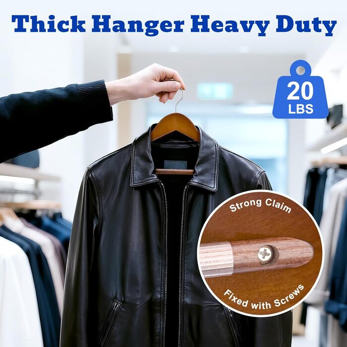 Дерев'яні вішалки для одягу HOUSE DAY, 6 шт., ширина 45 см, горіх, з неслизькими поверхнями, для сорочок, костюмів та штанів