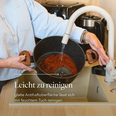 Набір каструль та сковорідок FLORINA 6 предметів, алюмінієві з кришками, для індукції, газу, електроплити, посудомийна машина, чорний (6.5л - 28 см)