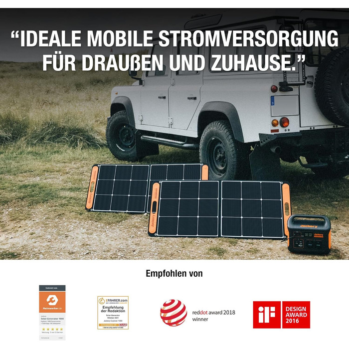 Jackery Explorer 1000: Портативна електростанція з акумулятором 1002Wh, 230V/2000W, USB, QC, для кемпінгу та подорожей (в комплекті 2 сонячні панелі по 100W)