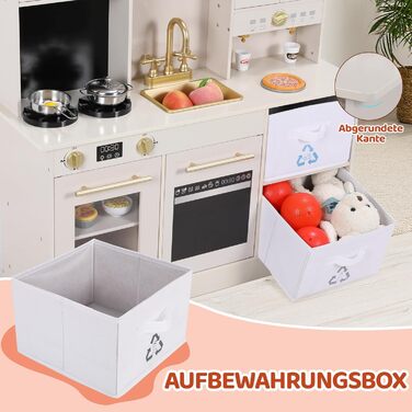 Дерев'яна дитяча кухня MAMIZO з підсвіткою та звуком, 90x30x90 см. Комплект з аксесуарами та 2 ящиками для зберігання. Іграшка для дітей від 3 років, бежевого кольору