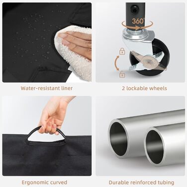 Сортувальник для білизни STORAGE MANIAC з 3 відділеннями, 136 л, на міцних колесах, знімні кишені, органайзер для одягу, кошик для сортування білизни (Чорний)