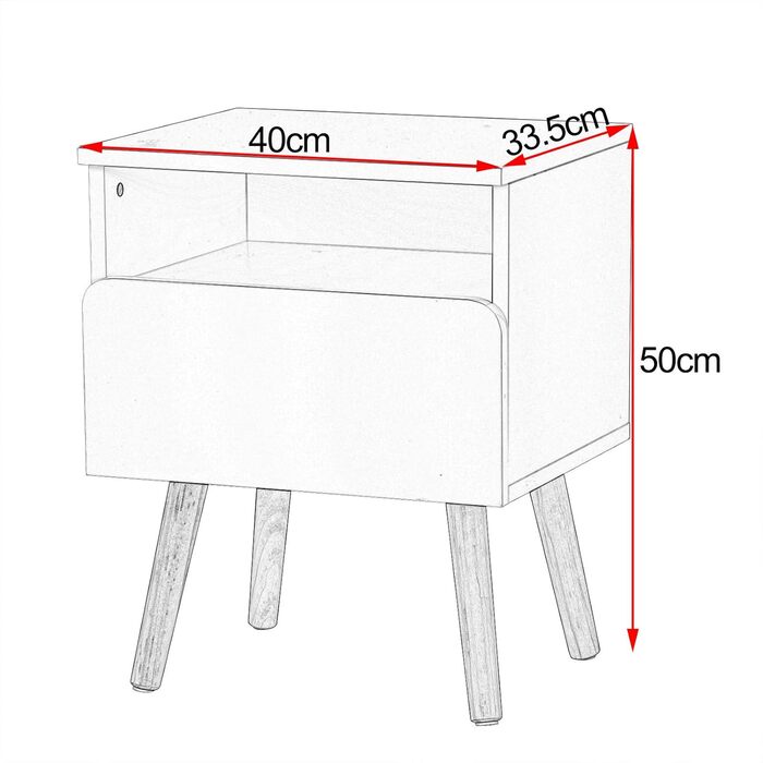 Тумбочка WOLTU TSR58ws, з шухлядою та відділенням, дерево, 40x33.5x50см, сірий