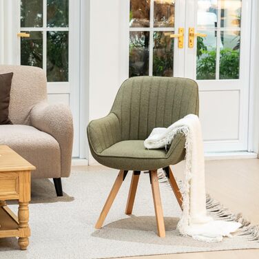 Крісло для їдальні Cosy - обертове, з підлокітниками, зелене, на дерев'яних ніжках