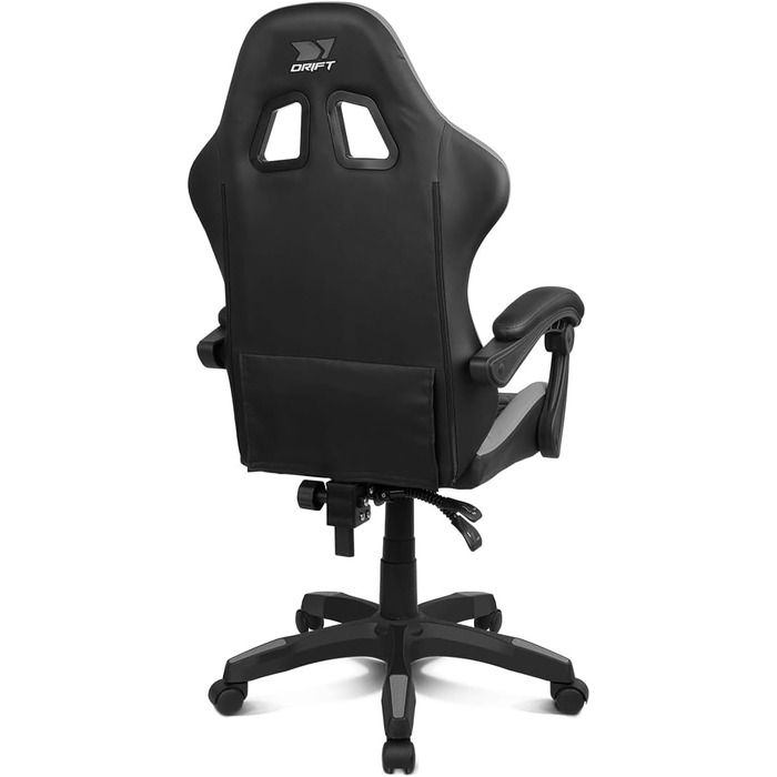 Ігровий крісло DRIFT GAMING DR35 – професійне, чорно-сіре, з підлокітниками, регульоване, з подушками для спини та шиї